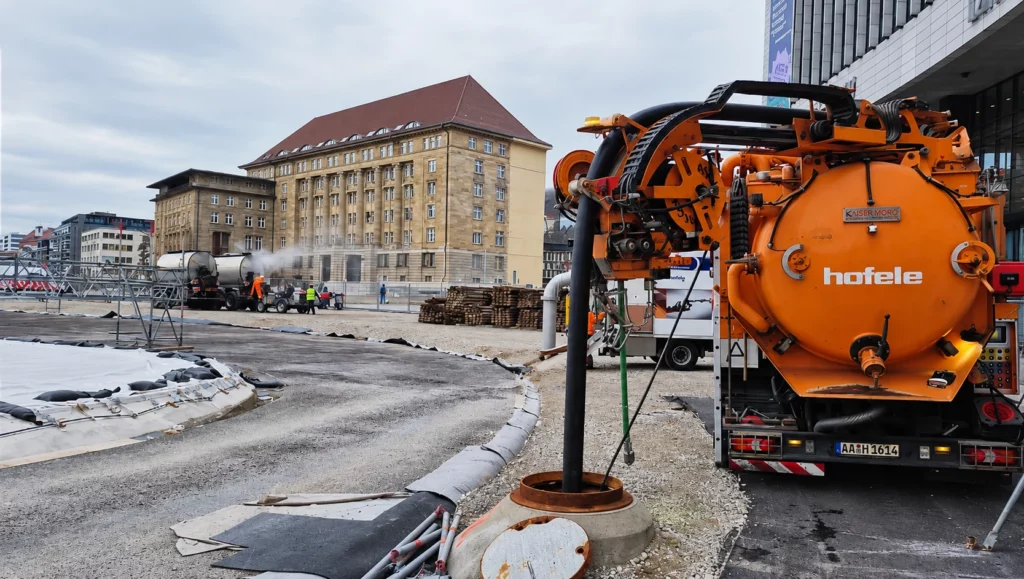 Hofele im Einsatz für Kanalreinigung und TV-Inspektion auf der Baustelle von Stuttgart 21